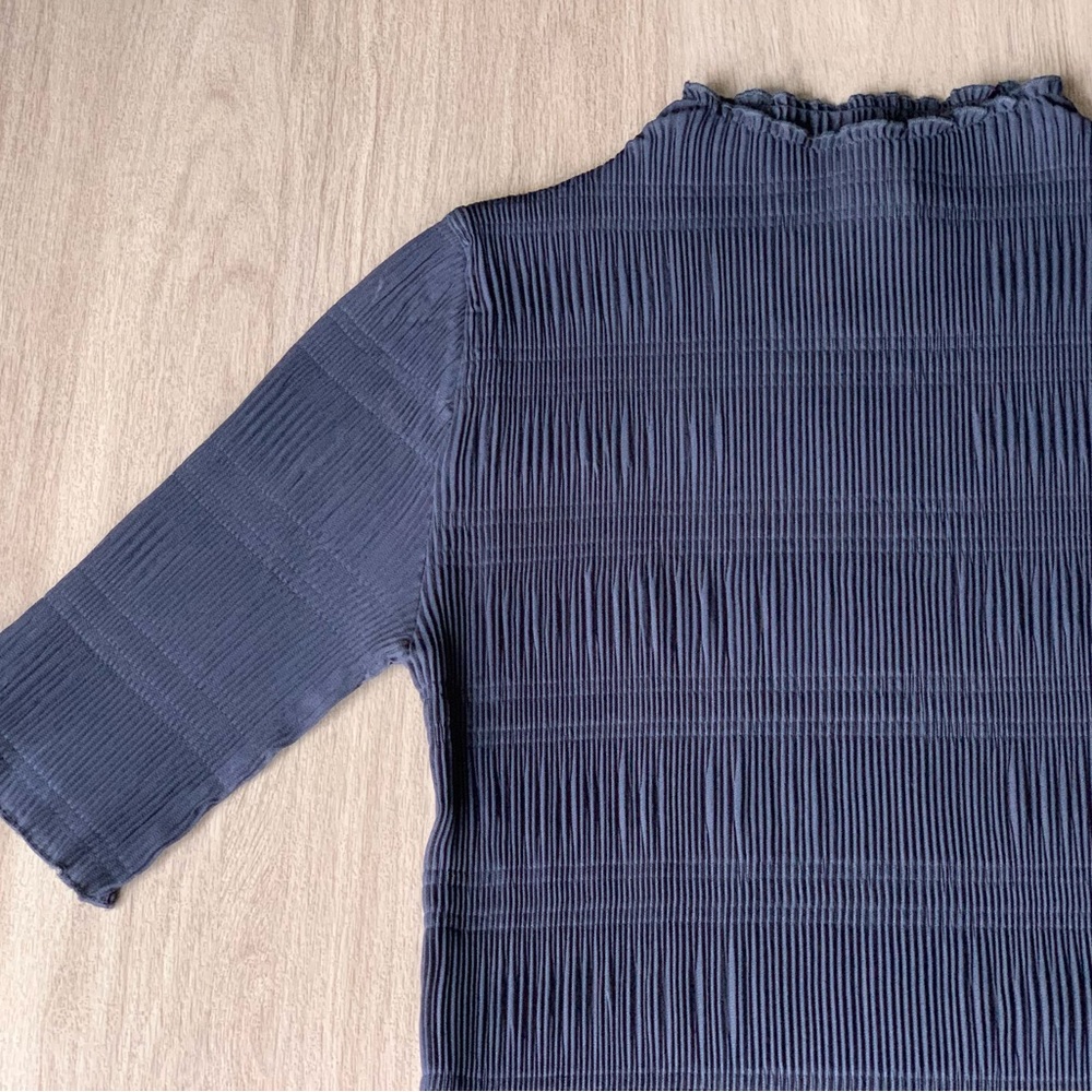 Ganni Navy Pleated Top - Picture 3 of 11